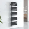 EMKE Sèche-serviettes à Eau Chaude Panneau Plat, Sèche-serviettes connexion latérale pour, Noir 1320x400mm 570Watts