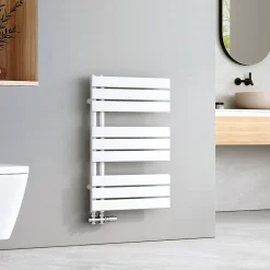 EMKE Sèche-serviettes à Eau Chaude Panneau Plat, Sèche-serviettes connexion latérale pour, Blanc 762 x 500mm 397 Watts