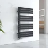 EMKE Sèche-serviettes à Eau Chaude Panneau Plat, Sèche-serviettes connexion latérale pour, Noir 1041x600mm 639Watts