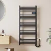 EMKE Sèche-Serviettes Électrique 1200 x 540 mm,Porte-serviettes de salle de bain avec interrupteur tactile et minuterie,Noir,600W