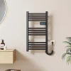 EMKE Sèche-Serviettes Électrique 750 x 400 mm,Porte-serviettes de salle de bain avec interrupteur tactile et minuterie,Noir,180W