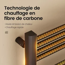 EMKE Sèche-Serviettes Électrique 750 x 400 mm,Porte-serviettes de salle de bain avec interrupteur tactile et minuterie,Noir,180W