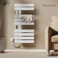 EMKE Sèche-Serviettes Électrique de salle de bain 1000 x 500 mm, Porte-serviettes chauffant électrique, Blanc 350W