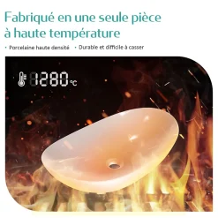 EMKE Vasque à Poser en céramique 35x27x11cm, Lavabo salle de bain Ovale, Lavabo à poser blanc brillant