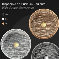 EMKE Vasque à Poser Ronde, 360 x 360 x 112 mm, Lavabo en Verre Noir, Design Montage sur Comptoir