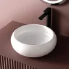 EMKE Vasque à Poser Ronde 360 x 360 x 120mm, Lavabo de Salle de Bain en Céramique, Montage sur Comptoir, Blanc Brillant