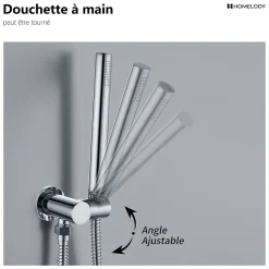 Encastré Colonne de Douche Thermostatique Système de Douche Rond Grande Douche de Tête Set de Douche Encastrée en Laiton Chromé
