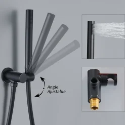 Encastré Ensemble de Douche Thermostatique Colonne de Douche Noir Système de douche Corps en Laiton HOMELODY