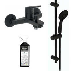 Ensemble bain douche avec mitigeur mécanique mural JACOB DELAFON Aimé noir + nettoyant