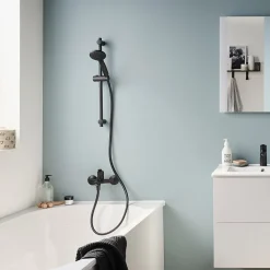 Ensemble bain douche avec mitigeur mécanique mural JACOB DELAFON Aimé noir + nettoyant