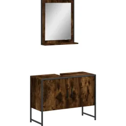 Ensemble d'armoires de salle de bain 2 pcs chêne fumé vidaXL