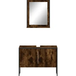 Ensemble d'armoires de salle de bain 2 pcs chêne fumé vidaXL