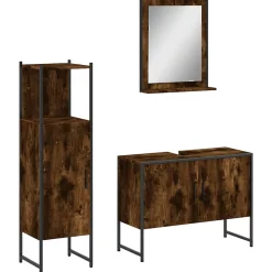 Ensemble d'armoires de salle de bain 3 pcs chêne fumé vidaXL