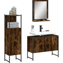 Ensemble d'armoires de salle de bain 3 pcs chêne fumé vidaXL