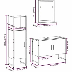 Ensemble d'armoires de salle de bain 3 pcs chêne fumé vidaXL