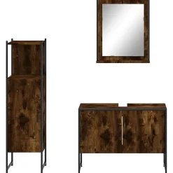 Ensemble d'armoires de salle de bain 3 pcs chêne fumé vidaXL