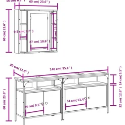 Ensemble d'armoires de salle de bain 3 pcs sonoma gris vidaXL