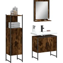 Ensemble d'armoires de salle de bain 3 pcs chêne fumé vidaXL