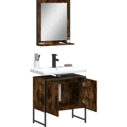 Ensemble d'armoires de salle de bain 2 pcs chêne fumé vidaXL