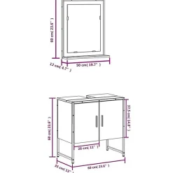 Ensemble d'armoires de salle de bain 2 pcs sonoma gris vidaXL