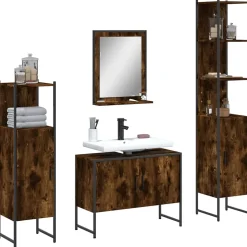 Ensemble d'armoires de salle de bain 4 pcs chêne fumé vidaXL