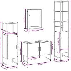 Ensemble d'armoires de salle de bain 4 pcs chêne fumé vidaXL