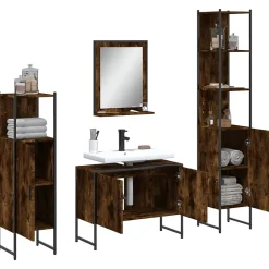 Ensemble d'armoires de salle de bain 4 pcs chêne fumé vidaXL