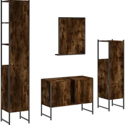 Ensemble d'armoires de salle de bain 4 pcs chêne fumé vidaXL