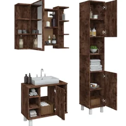 Ensemble d'armoires de salle de bain 3 pcs chêne fumé vidaXL