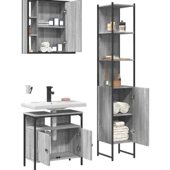 Ensemble d'armoires de salle de bain 3 pcs sonoma gris vidaXL