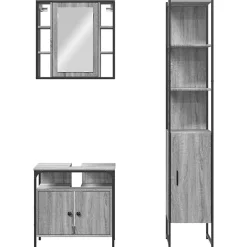 Ensemble d'armoires de salle de bain 3 pcs sonoma gris vidaXL