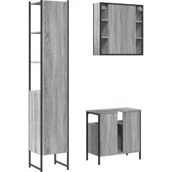 Ensemble d'armoires de salle de bain 3 pcs sonoma gris vidaXL