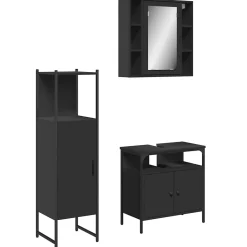 Ensemble d'armoires salle de bain 3 pcs noir bois d'ingénierie vidaXL