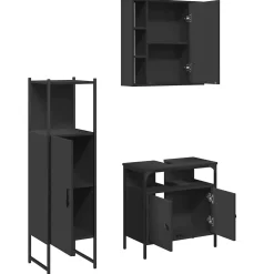 Ensemble d'armoires salle de bain 3 pcs noir bois d'ingénierie vidaXL
