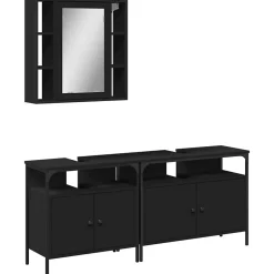 Ensemble d'armoires salle de bain 3 pcs noir bois d'ingénierie vidaXL