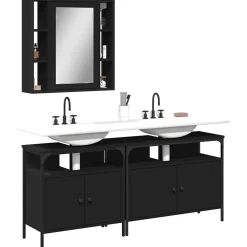 Ensemble d'armoires salle de bain 3 pcs noir bois d'ingénierie vidaXL