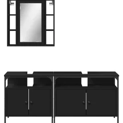 Ensemble d'armoires salle de bain 3 pcs noir bois d'ingénierie vidaXL