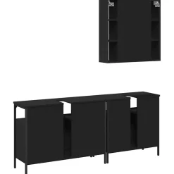 Ensemble d'armoires salle de bain 3 pcs noir bois d'ingénierie vidaXL