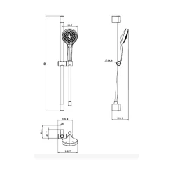 Ensemble de douche 3 jets VILLEROY ET BOCH Verve Showers Or brossé