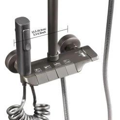 Ensemble de douche avec mitigeur monocommande, barre de douche réglable et pommeau carré avec robinet