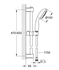 Ensemble de douche chromé Vitalio Start 100 Grohe
