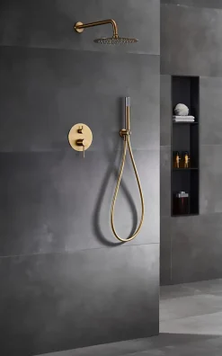 Ensemble de douche CURVED à encastrer - mitigeur monocommande Or brosséChroméNoir matCanon de fusilOr brosséOr rose brossé Ensemb