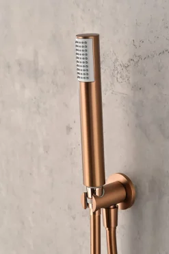 Ensemble de douche CURVED à encastrer - Thermostatique Or rose brosséChroméNoir matCanon de fusilOr brosséOr rose brossé Ensemble
