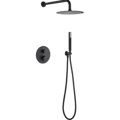 Ensemble de douche CURVED à encastrer - Thermostatique Or rose brosséChroméNoir matCanon de fusilOr brosséOr rose brossé Ensemble