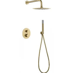 Ensemble de douche CURVED à encastrer - Thermostatique Or rose brosséChroméNoir matCanon de fusilOr brosséOr rose brossé Ensemble