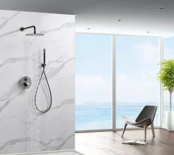 Ensemble de douche CURVED à encastrer - mitigeur monocommande Canon de fusilChroméNoir matCanon de fusilOr brosséOr rose brossé E
