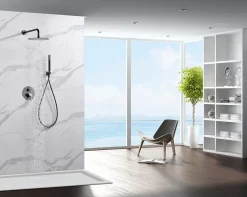 Ensemble de douche CURVED à encastrer - Thermostatique Canon de fusilChroméNoir matCanon de fusilOr brosséOr rose brossé Ensemble