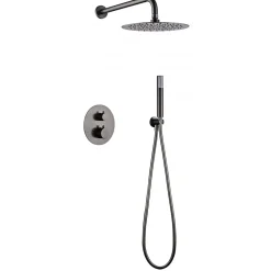 Ensemble de douche CURVED à encastrer - Thermostatique Noir (mat)ChroméNoir matCanon de fusilOr brosséOr rose brossé Ensemble enc