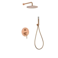 Ensemble de douche CURVED à encastrer - mitigeur monocommande Or rose brosséChroméNoir matCanon de fusilOr brosséOr rose brossé E