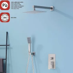 Ensemble de douche encastré mécanique 2 voies SKY BATH nickel brossé Inox S304 série DREAM